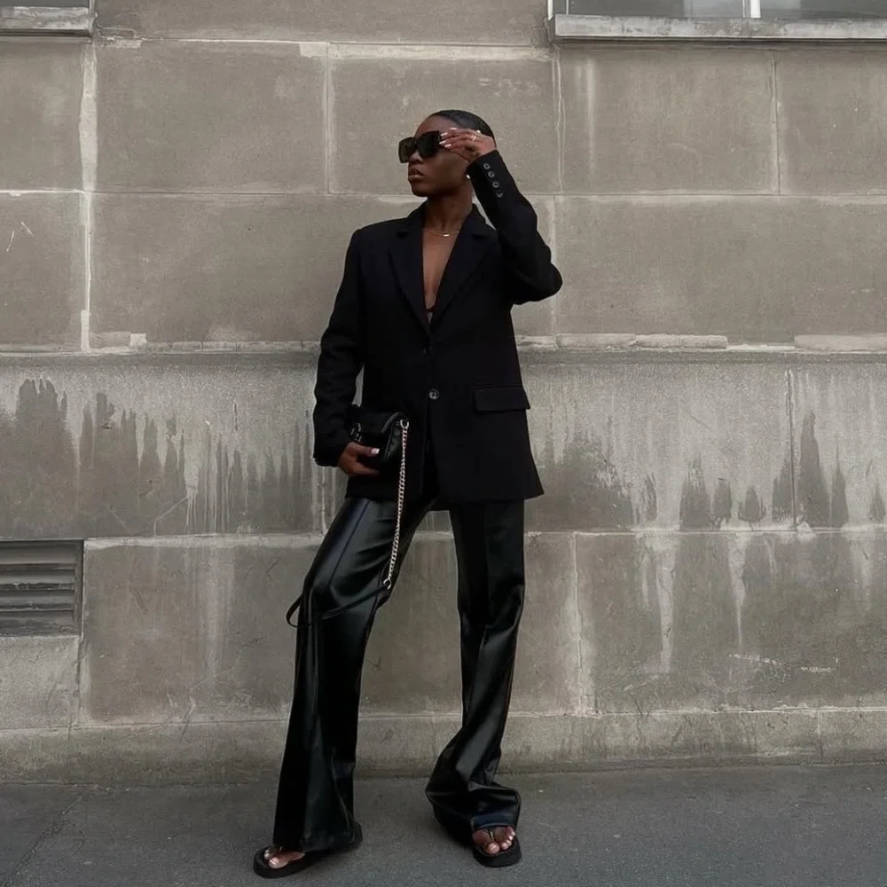 Because of Alice. Black Leather Jacket and Pants Set - Picture 7 of 9